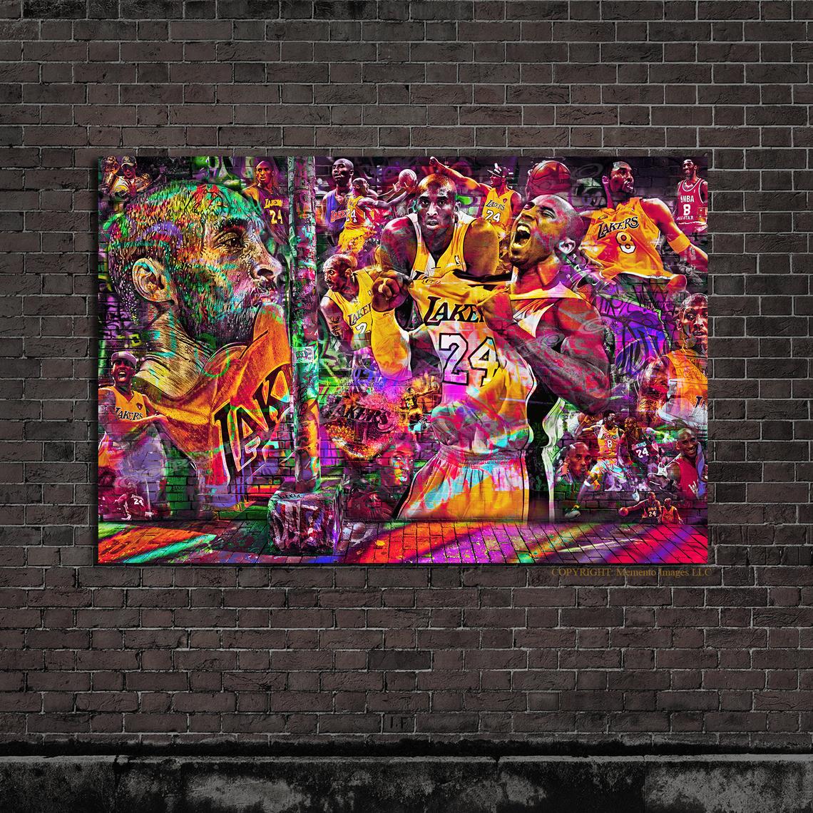 Kobe Bryant Graffiti Lakers Collage Dream Purple version Ready to Hang  Canvas Original by Memento