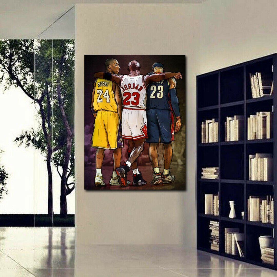 Print Wall Art Michael Jordan Kobe Bryant Lebron James New NBA Painting for  Living Room Home Decor Oil Painting On Canvas/60x80cm-No Frame