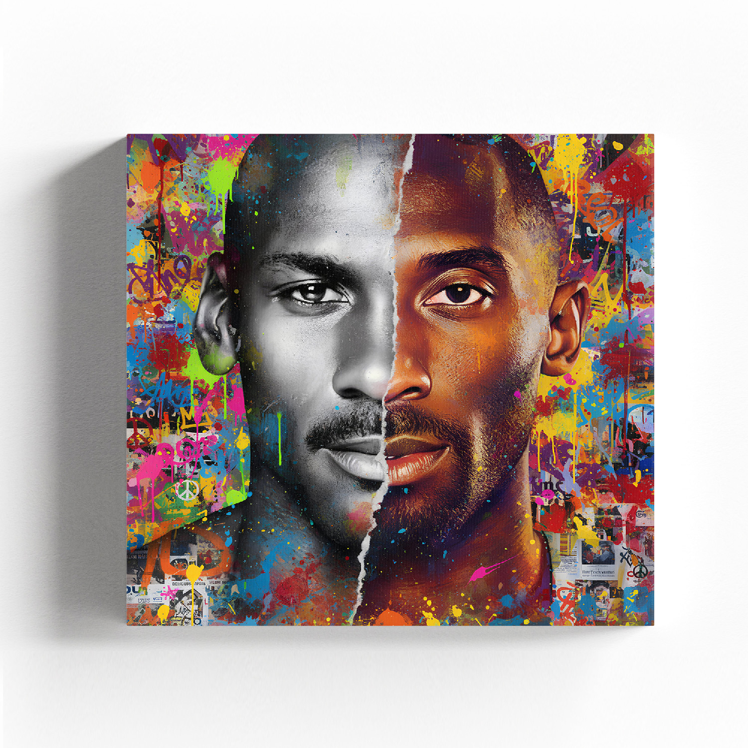 Kings of the Court Jordan and Bryant Blend Graffiti Canvas Art