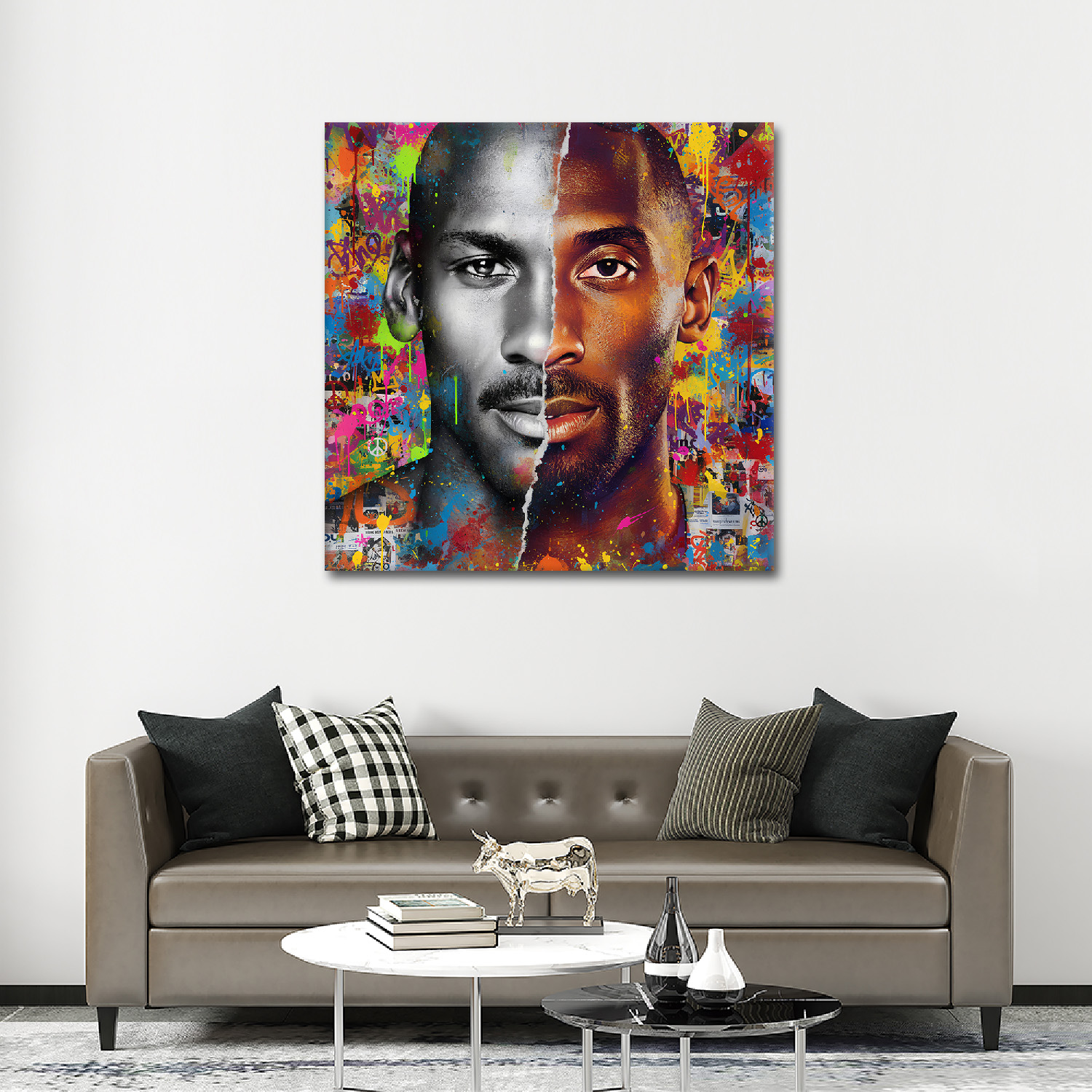 Kings of the Court Jordan and Bryant Blend Graffiti Canvas Art