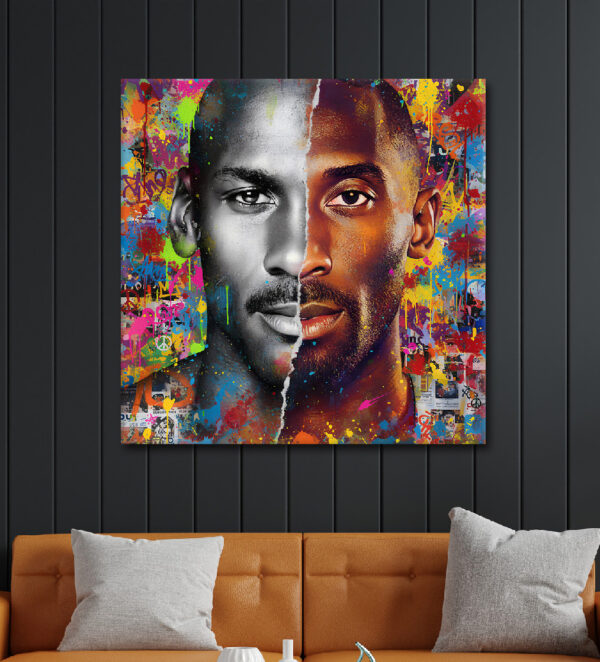 Kings of the Court Jordan and Bryant Blend Graffiti Canvas Art