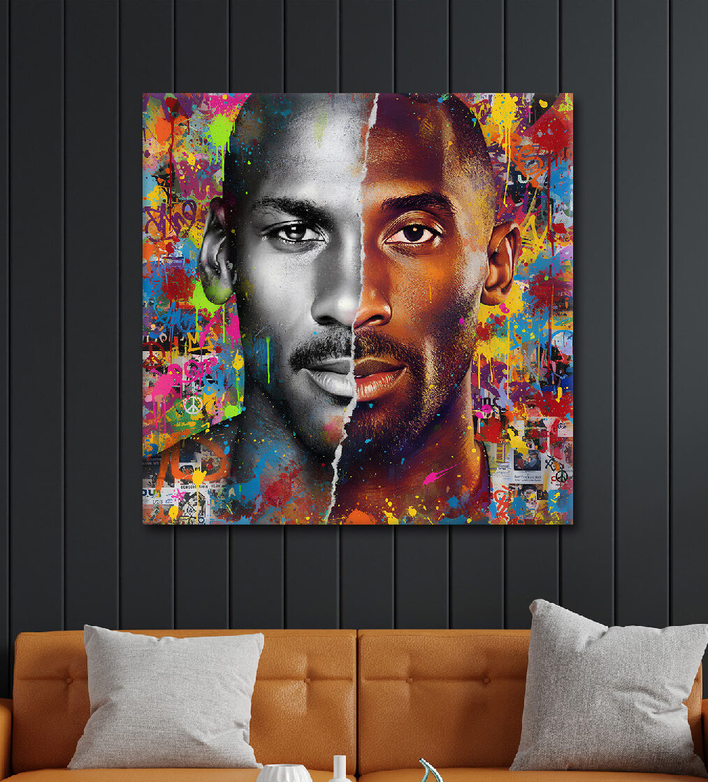Kings of the Court Jordan and Bryant Blend Graffiti Canvas Art