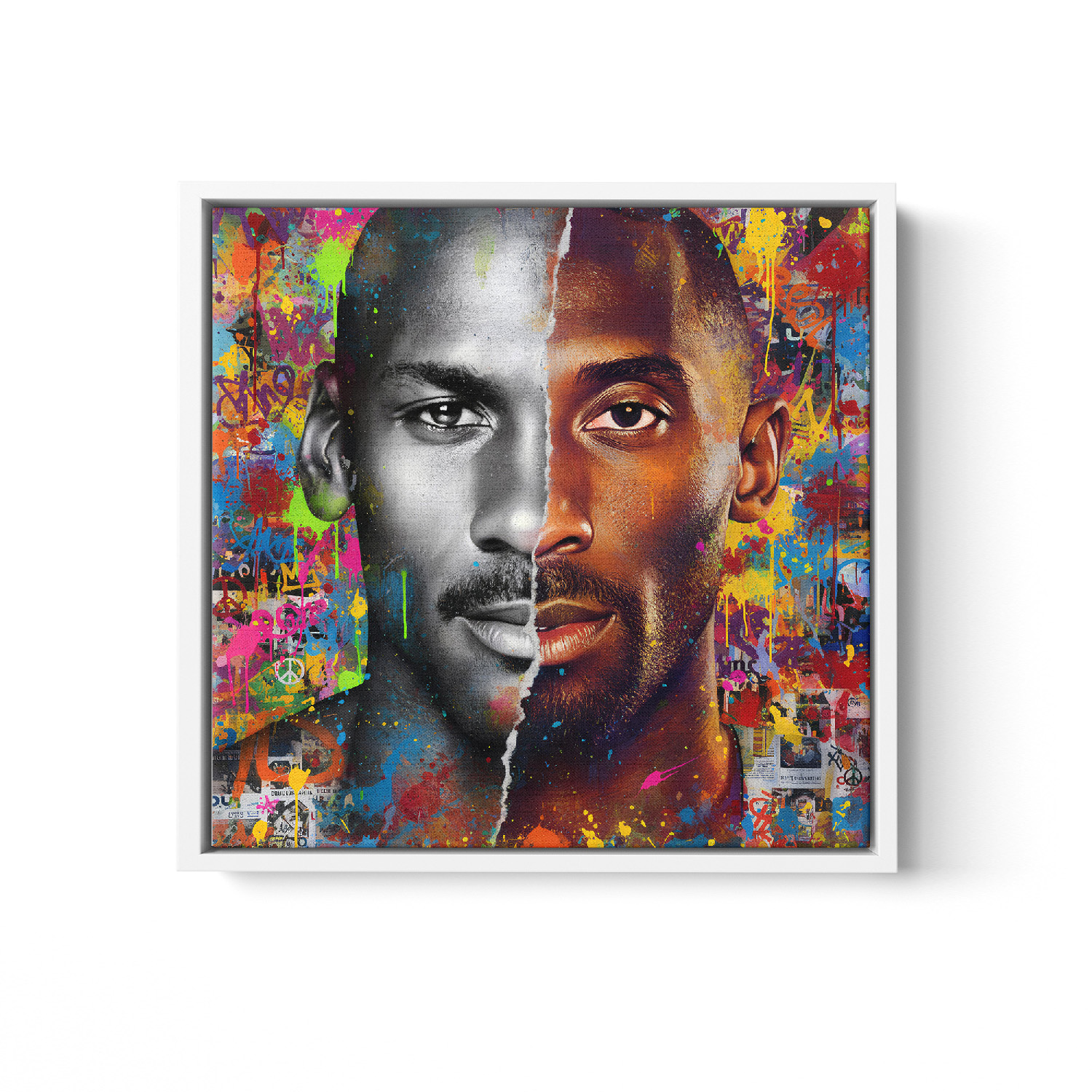Kings of the Court Jordan and Bryant Blend Graffiti Canvas Art