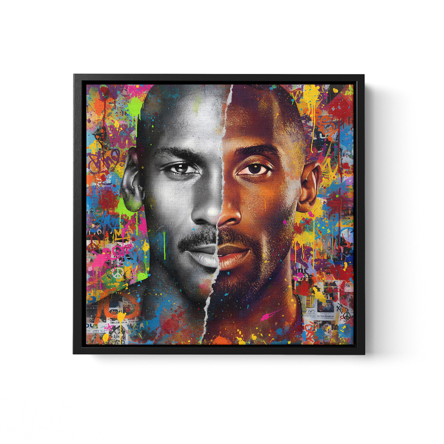 Kings of the Court Jordan and Bryant Blend Graffiti Canvas Art