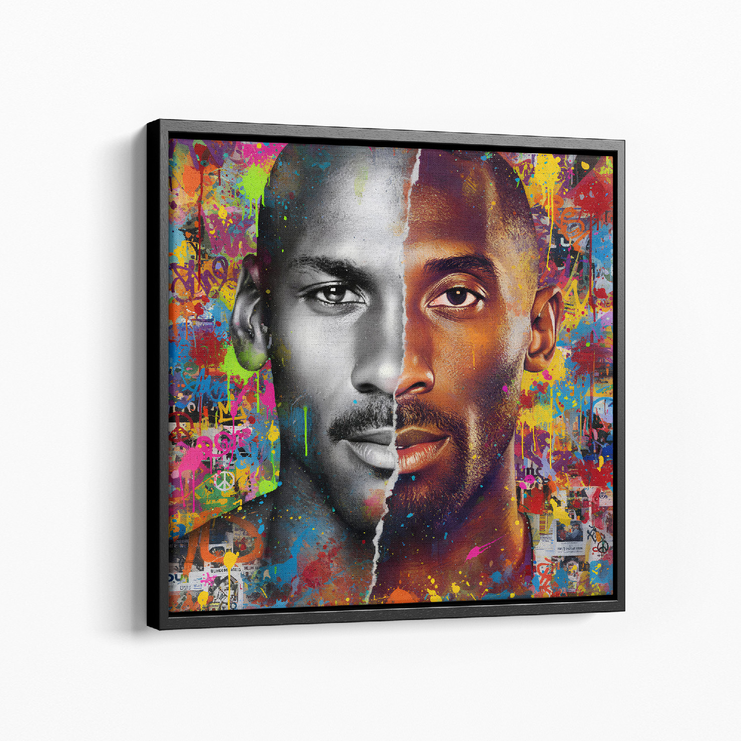 Kings of the Court Jordan and Bryant Blend Graffiti Canvas Art