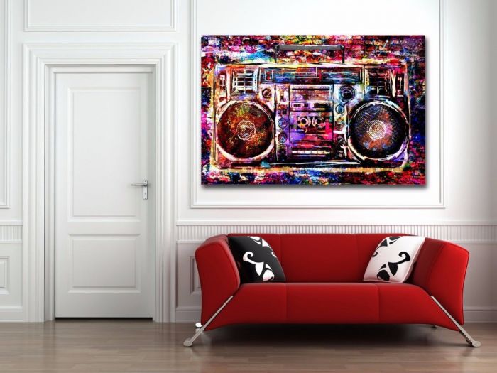 Boombox Graffiti Street art Canvas -Amazing colors -Ready to Hang Canvas Print 36x24 - hip hop - graffiti - Image 2