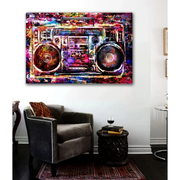 Boombox Graffiti Street Art Canvas - Amazing Colors - Ready to Hang HD Canvas – Hip Hop – Rap – Street Art