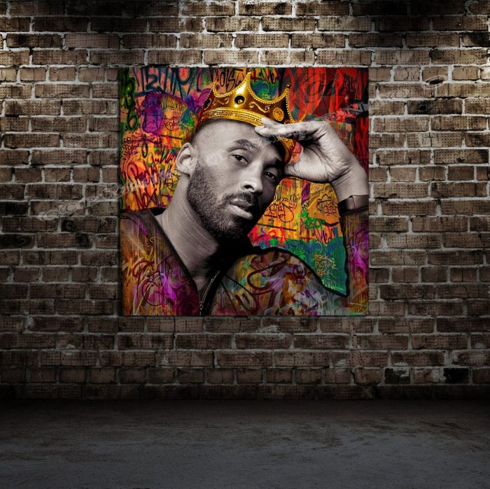 Kobe Bryant "KING KOBE" Original Painting by Memento -30x30 Ready to Hang Canvas Print -Black Mamba -Biggie smalls