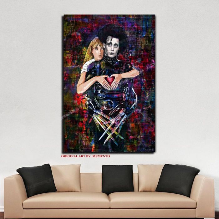 Ed Scissor "Ice Dance " Original artwork by Memento 36x24 Ready to Hang Canvas - Johnny Depp -Tim Burton- Winona Ryder