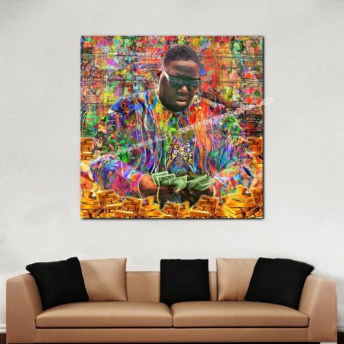 Biggie Smalls Notorious BIG "Gold stacks" HUGE 40X40 -Ready to Hang Canvas Print - Original Art