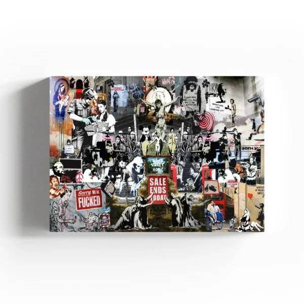 banksy graffiti collage of famous works