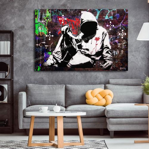 Banksy hoodie Graffiti Canvas Art