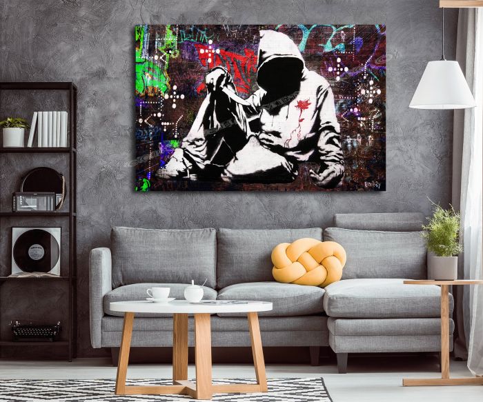 Banksy hoodie Graffiti Canvas Art