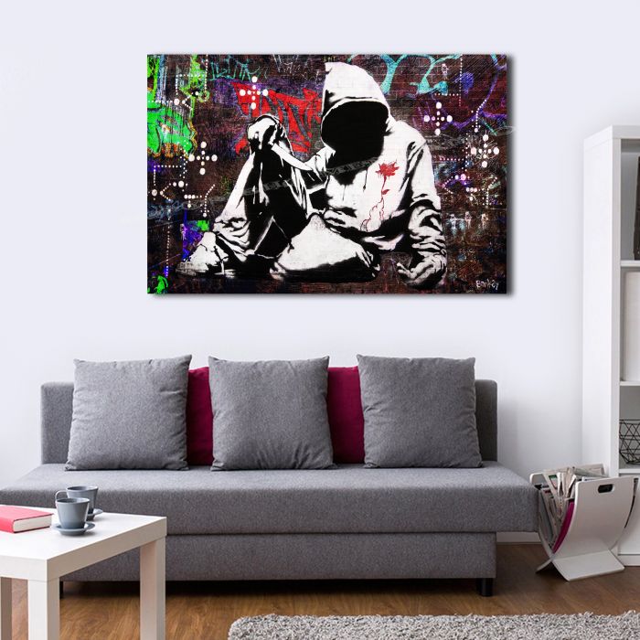 Banksy hoodie Graffiti Canvas Art