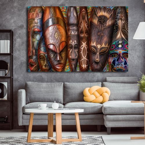 african masks canvas art