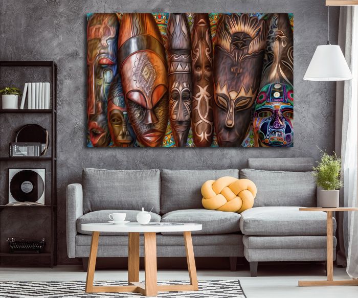 african masks canvas art