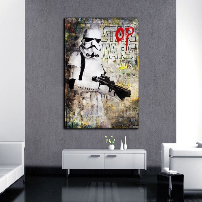 Stop-Wars-Banksy-Graffiti- painting ready to hang canvas art