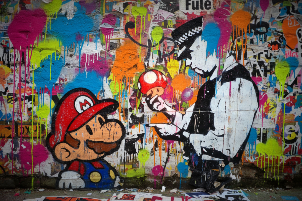 Banksy Super Mario Graffiti Art