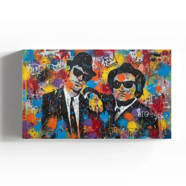 The Blues Brothers Graffiti Canvas Art - Jake and Elwood Respin