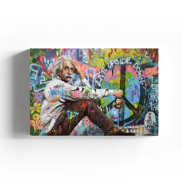 Albert Einstein Graffiti Canvas Art - Genius & Peace Pop Art