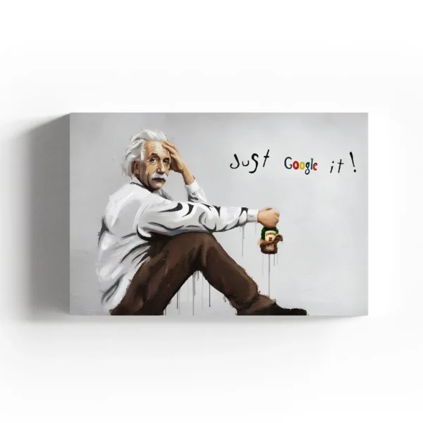 Albert Einstein "Just Google It" Canvas Art - Modern Genius Pop Art