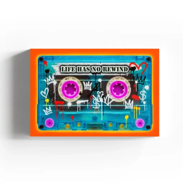 Life Has No Rewind Graffiti Canvas Art - Retro Cassette Pop Art