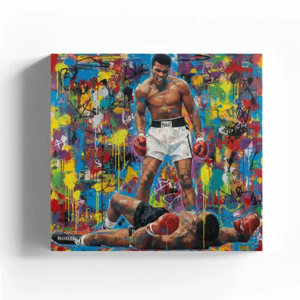 Cassius Clay "Stay Down" Knockout Graffiti Canvas Art - Boxing Legend