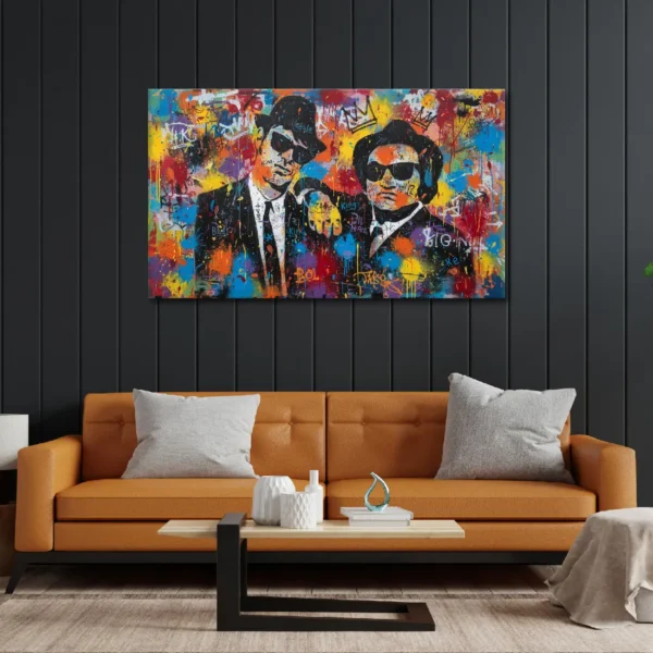 The Blues Brothers Graffiti Canvas Art - Jake and Elwood Respin