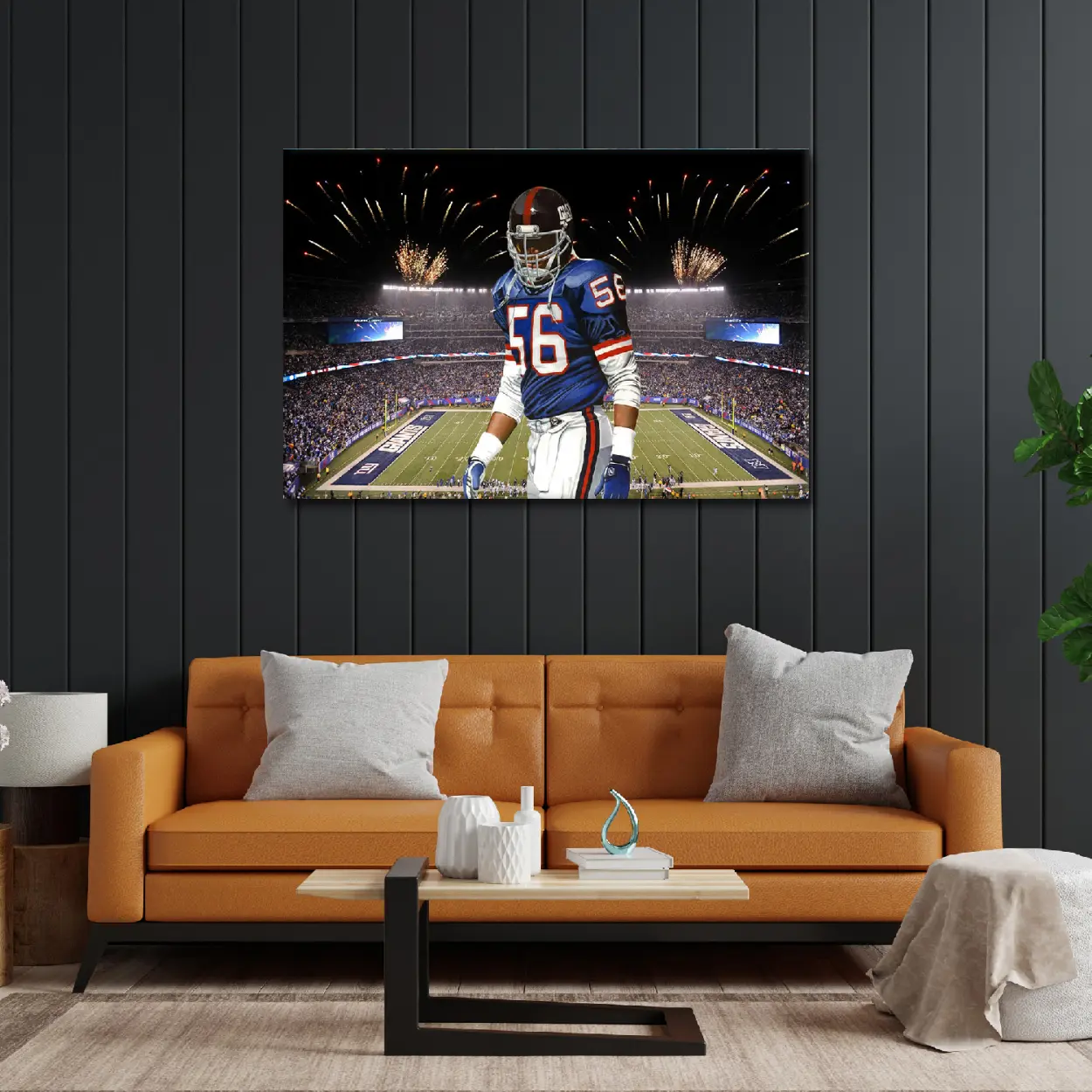 LT Looms Large Canvas Art - Lawrence Taylor Giants Stadium Tribute