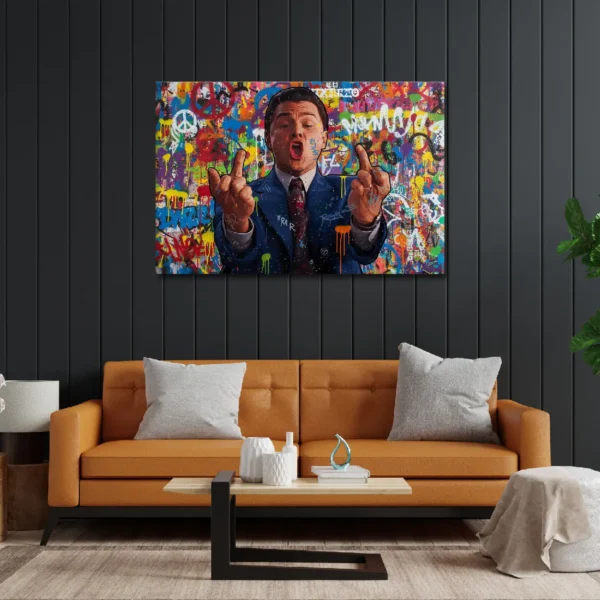 Wolf of Wall Street "F You" Graffiti Canvas Art - Money & Power Pop Art
