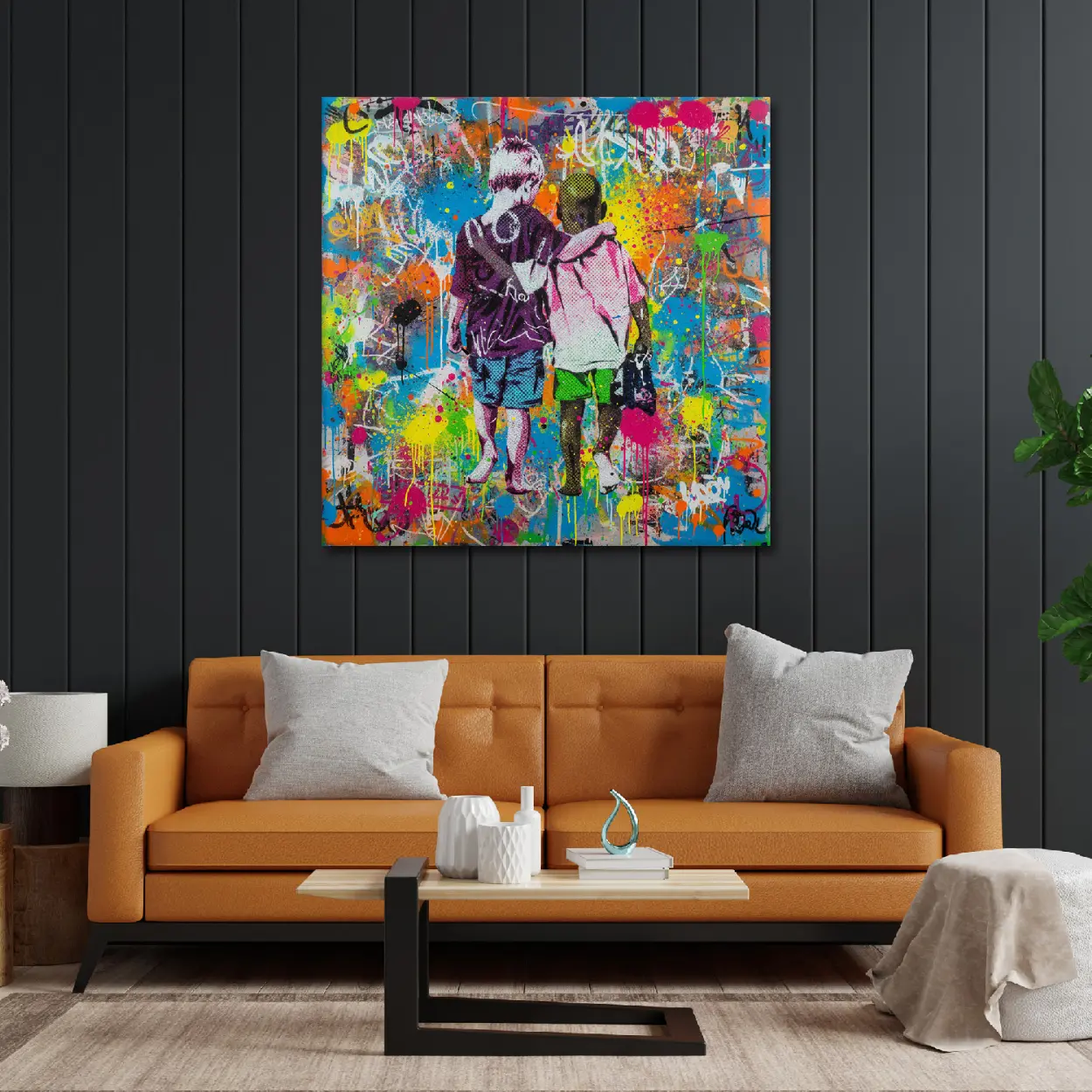 Colorblind Friends Graffiti Canvas Art - Banksy Style Pop Culture