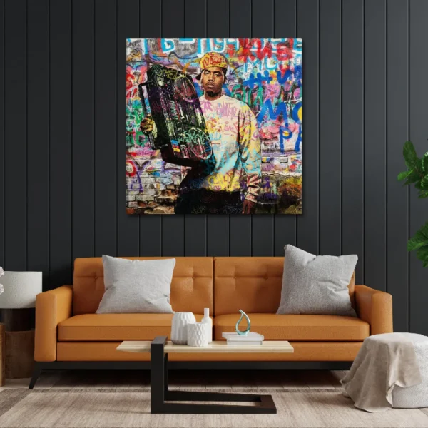 NAS King of NY Boombox Graffiti Canvas Art - Hip Hop Legend