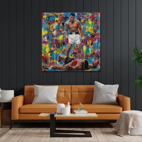 Cassius Clay "Stay Down" Knockout Graffiti Canvas Art - Boxing Legend