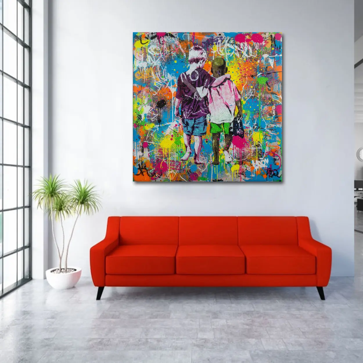 Colorblind Friends Graffiti Canvas Art - Banksy Style Pop Culture