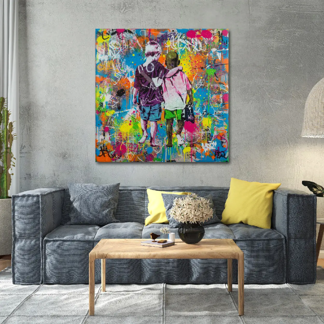 Colorblind Friends Graffiti Canvas Art - Banksy Style Pop Culture