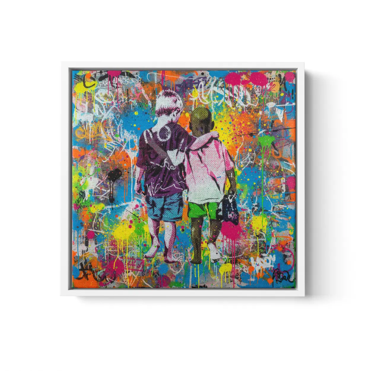 Colorblind Friends Graffiti Canvas Art - Banksy Style Pop Culture