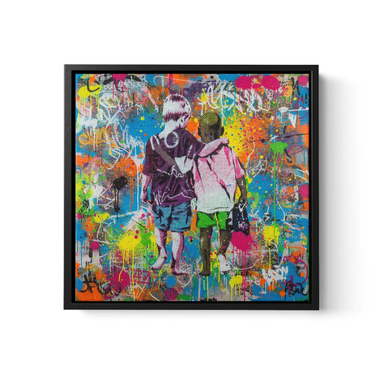 Colorblind Friends Graffiti Canvas Art - Banksy Style Pop Culture