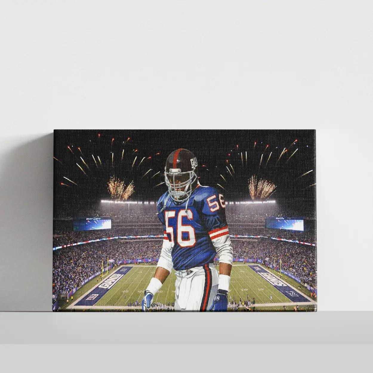 LT Looms Large Canvas Art - Lawrence Taylor Giants Stadium Tribute