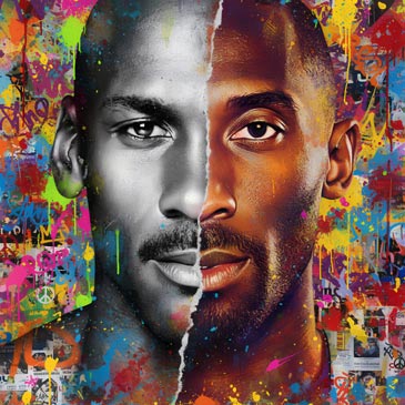 Kobe and Jordan half and half Graffiti art