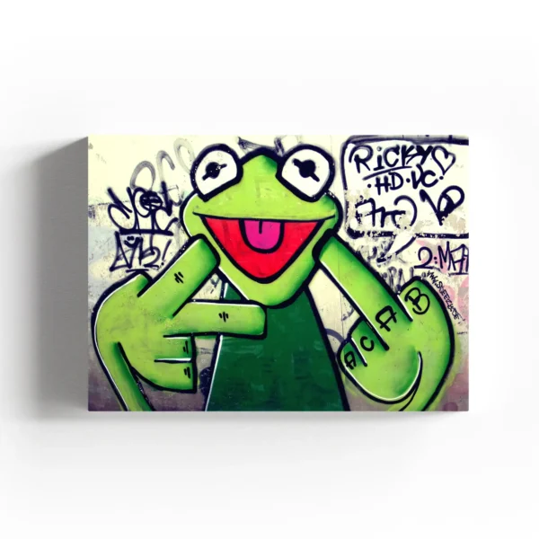 kermit street art - graffiti canvas art
