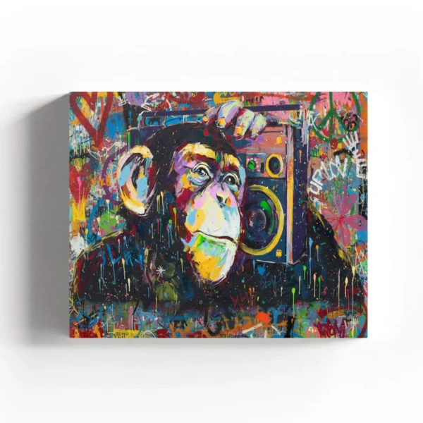 Monkey with Boombox Graffiti Art