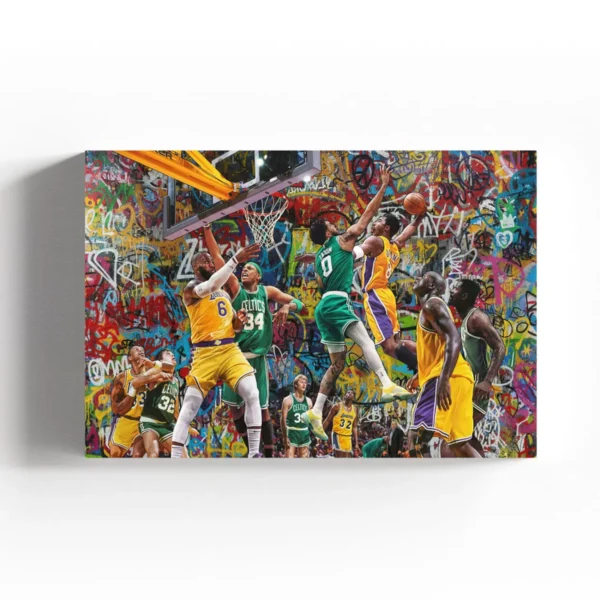 Celtics and Lakers Legends Artwork Graffiti Style