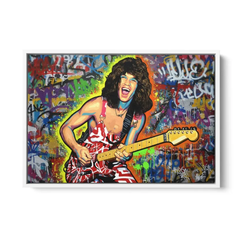 EDDIE VAN HALEN　置物　額　ピック　アート　インテリア　オブジェ Eddie Van Halen – Ready to Hang HD Canvas – Rock Legend – Guitar