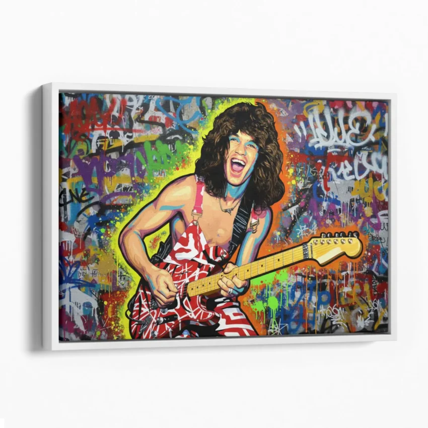 EDDIE VAN HALEN　置物　額　ピック　アート　インテリア　オブジェ Eddie Van Halen – Ready to Hang HD Canvas – Rock Legend – Guitar