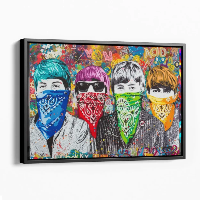 アート・デザイン・音楽 BOOSTED LIVING PROOF ARTIST EDITION: 004 Beatles Bandanas Remake – Ready to Hang HD Canvas – Fab Four